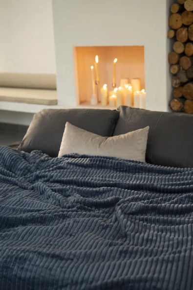 La Notte Çift Kişilik Battaniye Denim - Resim 2
