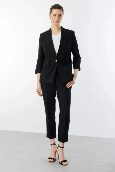 Ekol Kadın Tek Düğmeli Siyah Blazer Ceket 04128 ürün görseli 1