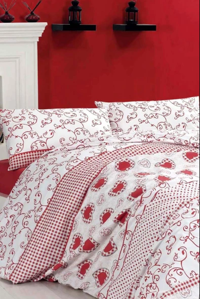 Cotton Collection Ranforce Tek Kişilik Nevresim Takımı Red Bonita Kırmızı ürün görseli 1