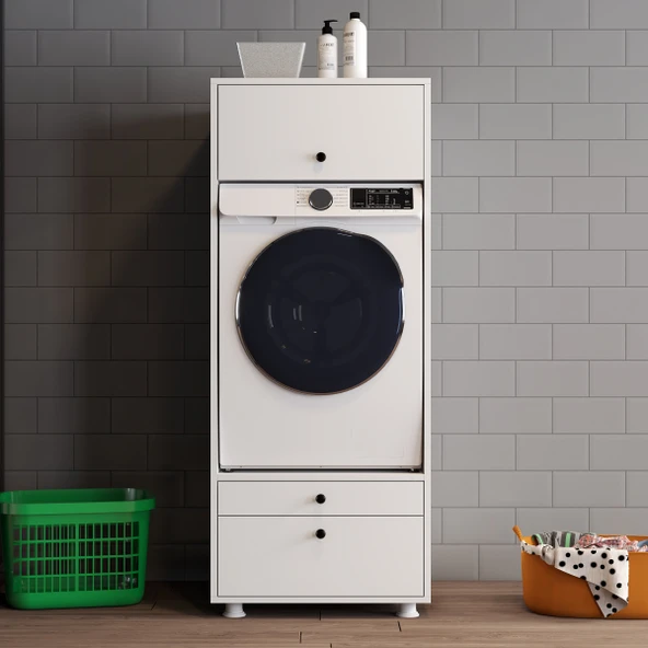 LOTUS 2 ÇEKMECELİ MAKİNE DOLABI ÇOK AMAÇLI DOLAP BANYO DOLABI ürün görseli 1