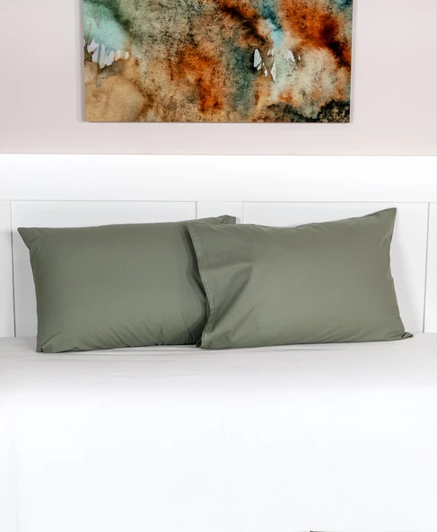 Cotton Collection 2'li Yastık Kılıfı Haki ürün görseli 1