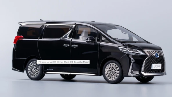 Kutulu Koleksiyon 1 / 24 Ölçek Toyota Lexus LM300h Minivan Siyah Metal Araba ürün görseli 1