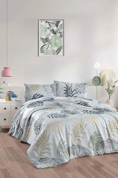 Cotton Collection Flanel R Tek Kişilik Nevresim Takımı Autumn Yeşil ürün görseli 1