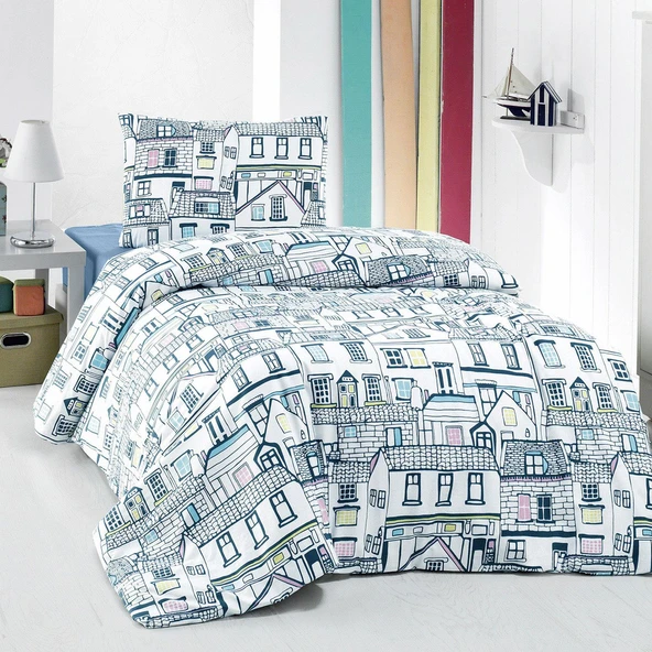 Cotton Collection Ranforce Tek Kişilik Nevresim Takımı City ürün görseli 1