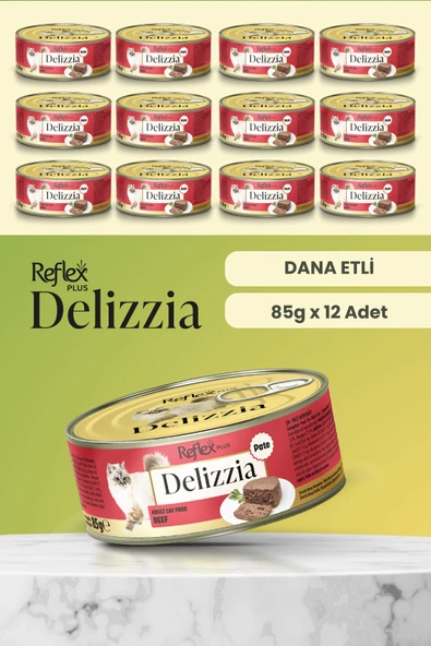 Plus Delizzia / Kıyılmış Dana Etli Yetişkin Kedi Maması 85g x 12 Adet ürün görseli 1
