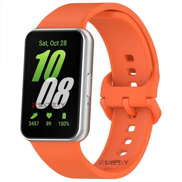 Sneezy Samsung Galaxy Fit 3 Kordon PureLux Soft Yumuşak Silikon Kordon Kayış  Turuncu ürün görseli 1