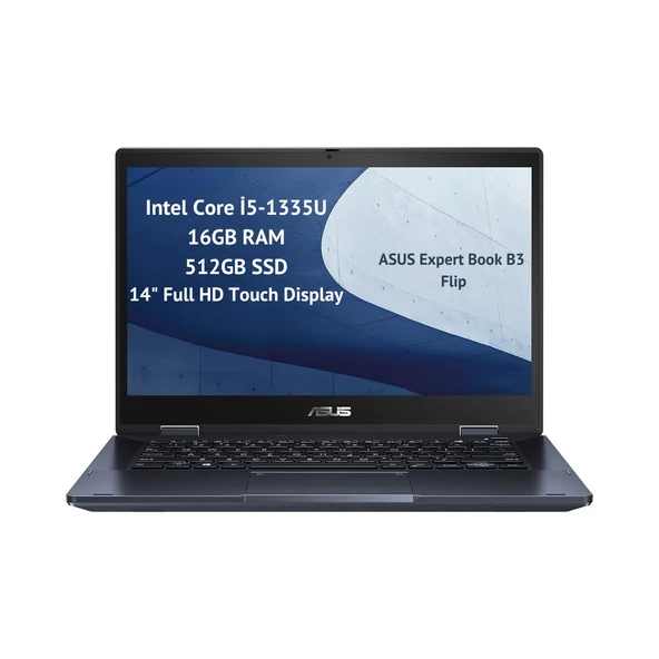 expertbook B3 Flip B3402FVA-I58512S0D I5-1335U 16GB 512GB SSD 14" Fullhd Dokunmatik 2'in1 Dos Dizüstü Bilgisayar ürün görseli 1