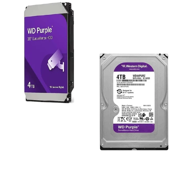 4TB WD Purple SATA 6Gb/s 128MB DV 7x24 WD44PURZ ürün görseli 1