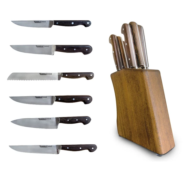 Wooden Nostalji Bloklu Bıçak Seti 6+1 ürün görseli 1