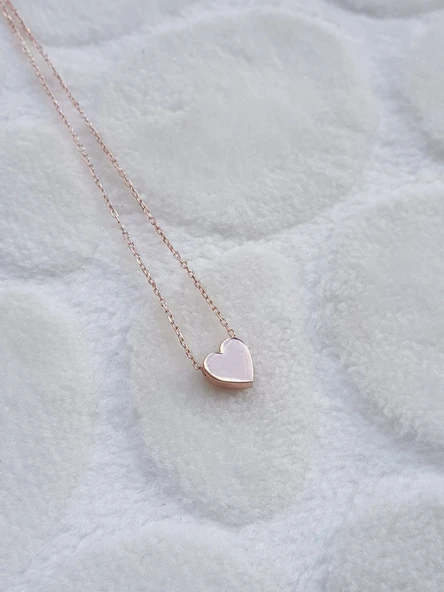 Rose Kaplama Kalp Gümüş Kolye ürün görseli 1