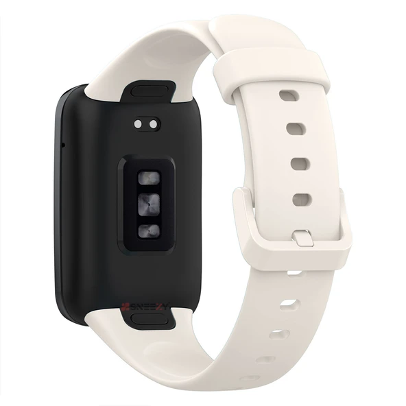 Mi Band 7 Pro İle Uyumlu Yumuşak Soft Silikon Tokalı Kordon Ve Tpu Şeffaf Kasa Koruyucu  Krem ürün görseli 1
