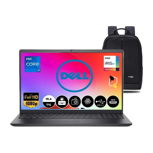 Inspiron 3520 Intel Core I7-1255U 32GB 1tb SSD 15.6" Fhd 120 Hz Windows 11 Pro Taşınabilir Bilgisayar+Snertechçanta ürün görseli 1