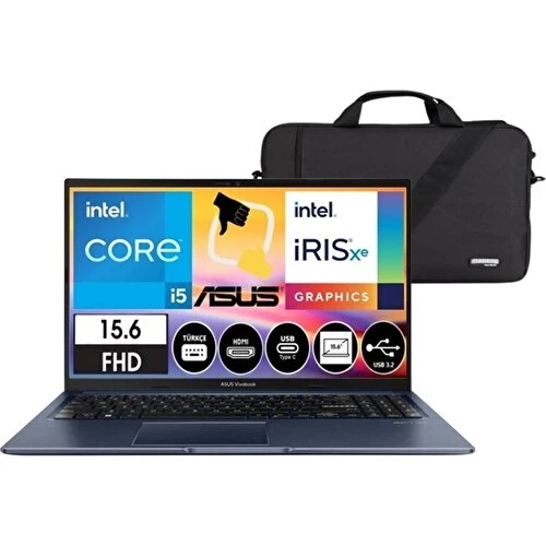 Asus Vivobook 15 X1502ZA-EJ1644 Intel Core I5 1235U 16GB 512GB SSD Freedos 15.6 Fhd Taşınabilir Bilgisayar Çanta Hediye ürün görseli 1