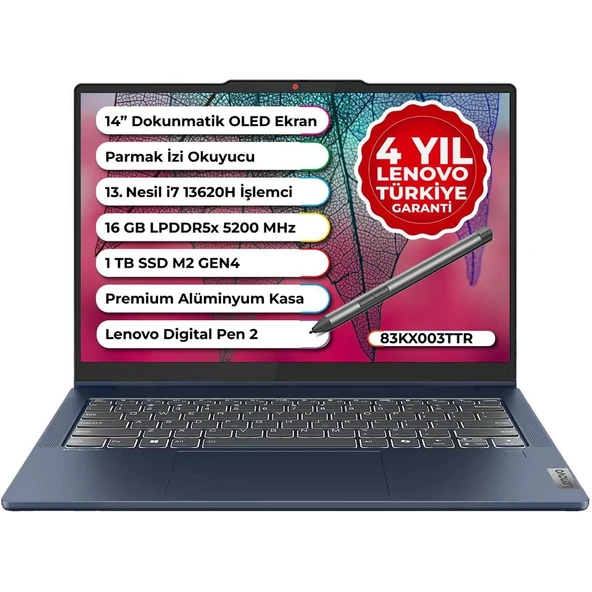 Ideapad Slim 5 Case 2 In 1 Intel Core I7-13620H 16 GB 1 Tb SSD Freedos 14 Inç 83KX003TTR ürün görseli 1