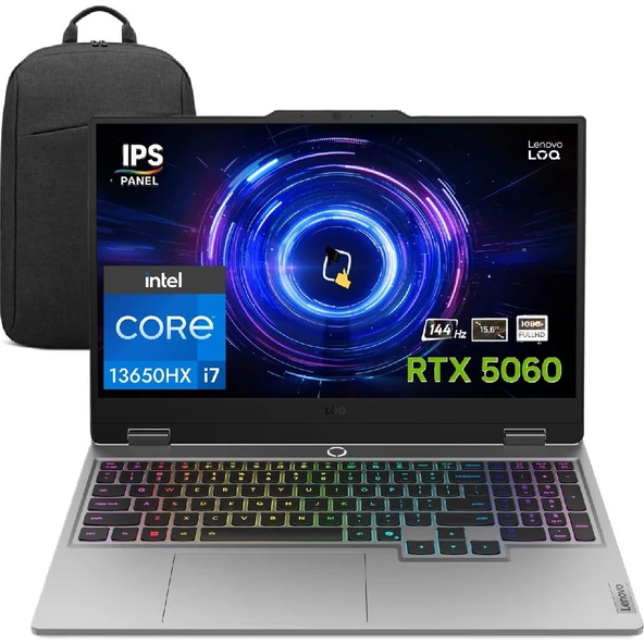 Loq 15IRX10 Intel Core I7 13650HX 16GB 2tb SSD Rtx 5060 8gb (100W) 15,6" Fhd 144Hz IPS Panel Freedos Taşınabilir Bilgisayar 83JE00ETTR Snertech Çanta ürün görseli 1