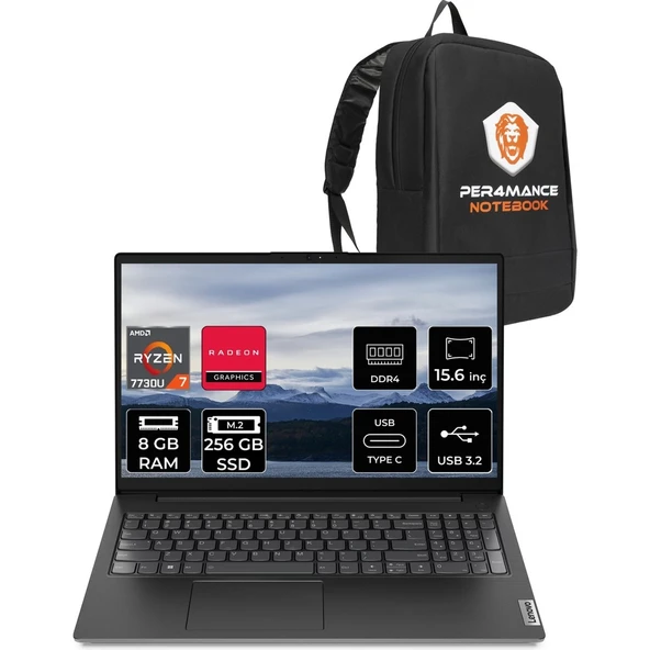 V15 G4 AMD Ryzen 7 7730U 16GB 512GB SSD Freedos 15.6" FHD Taşınabilir Bilgisayar & PER4 Çanta ürün görseli 1