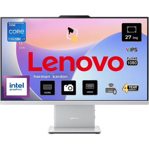 Ideacentre Aıo 27IRH9 Intel Core I7-13620H 16GB 512GB SSD 27'' Fhd IPS Windows 11 Pro F0HM004JTR08 Kablosuz Klavye+Mouse Beyaz All In One Bilgisayar+Snertech ürün görseli 1
