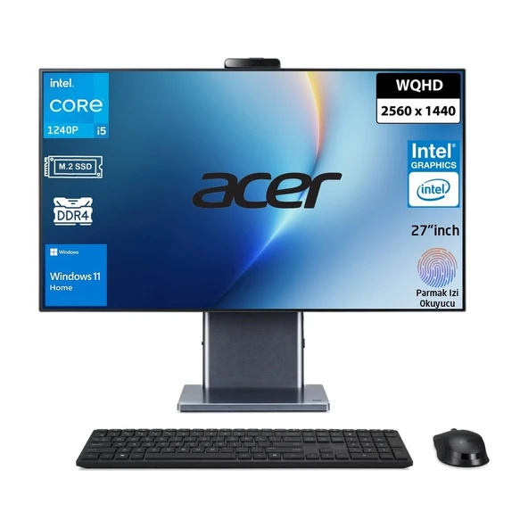 S27-1755 Intel Core I5-1240P 64GB Ram 1tb SSD Wqhd 27'' Iris® Xe Graphics Windows 11 Home All In One Pc Snertech ürün görseli 1