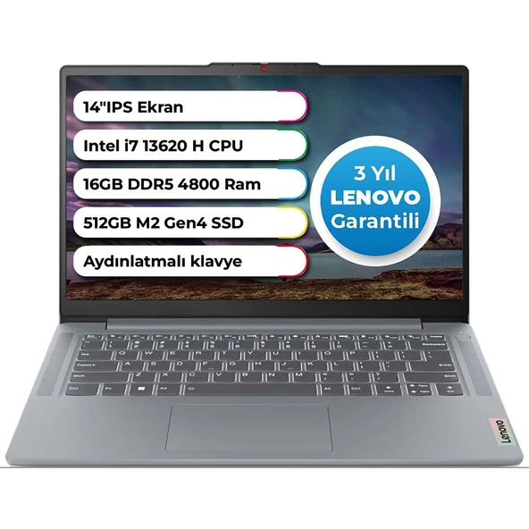 Ideapad 3 Slim Case Intel Core İ7-13620H 16 GB 512 GB Freedos 14 Inç 83EL005ATR ürün görseli 1