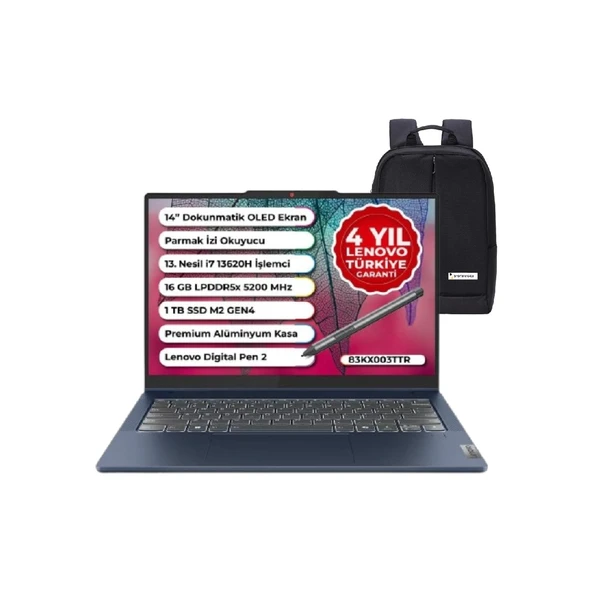 Ideapad 5 Intel Core I7-13620H 16GB 1tb SSD Windows 11 Pro 14" Wuxga Dokunmatik Taşınabilir Bilgisayar 83KX003TTR Snertech Çanta ürün görseli 1