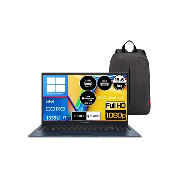 Vivobook 15 X1504VA-NJ426W-P6 I7-1355U 40GB Ram 1tb SSD 15.6" Fhd W11H Dizüstü Bilgisayar ürün görseli 1