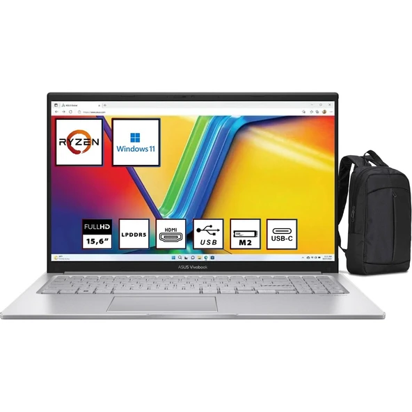 Vivobook Go 15 E1504FA-NJ115 R5-7520U 8gb 512GB SSD 15.6" Fhd WIN11 Taşınabilir Bilgisayar - Webzone Çanta WZ01 ürün görseli 1