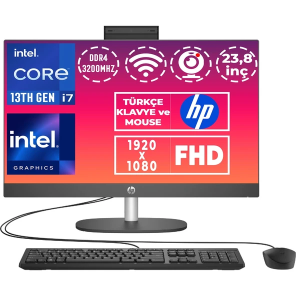 Proone 240 G10 Intel Core I7-1355U 32GB 1tb SSD Windows 11 Pro 23.8" Fhd All In One Bilgisayar 8T2W7ES 016 ürün görseli 1