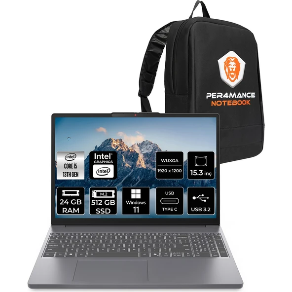 Ideapad Slim 3 Intel Core I5 13420H 24GB 512GB SSD 15.3" Fhd+ Windows 11 Pro Taşınabilir Bilgisayar & Per4 Çanta 83K1003MTRP332 ürün görseli 1