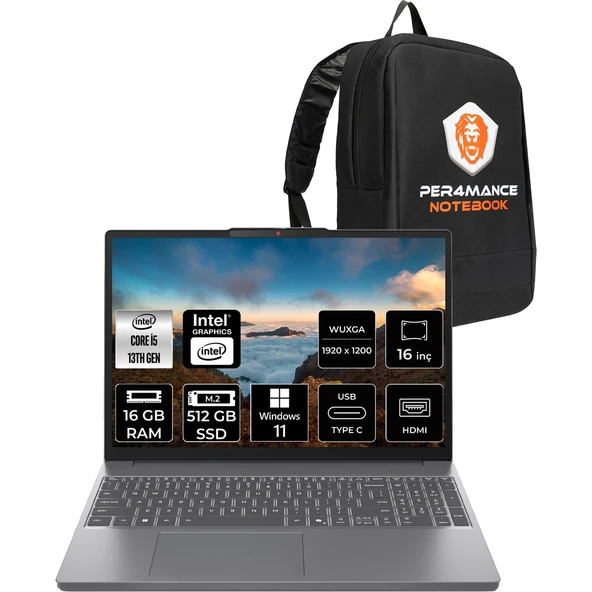 Ideapad Slim 3 Intel Core I5 13420H 16GB 512GB SSD 15.3" Fhd+ Windows 11 Home Taşınabilir Bilgisayar & Per4 Çanta ürün görseli 1