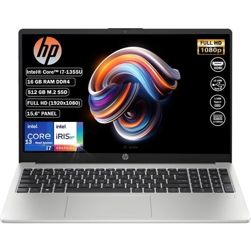 HP 250 G10 Intel Core I7-1355U 16 GB 512 GB SSD Freedos  15.6 IPS Fhd  (1920X1080) Dizüstü 8A541EA ürün görseli 1