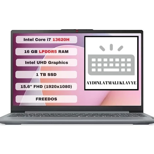 Lenovo Ideapad Slim 3 15IRH8 83EM008NTR Intel Core I7 13620H 16GB 1tb SSD Freedos 15.6 Fhd Taşınabilir Bilgisayar ürün görseli 1