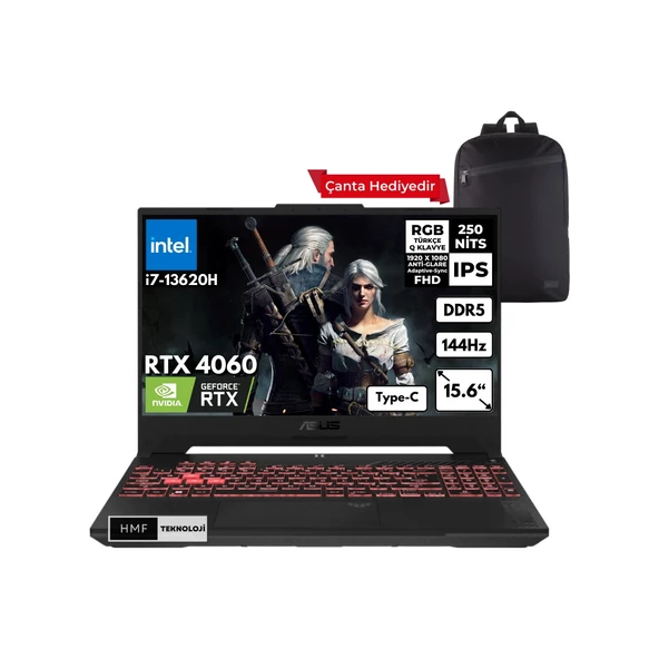 Tuf Gaming F15 I7-13620H 32-Gbddr5 1 Tbssd RTX4060 (8GB-140W) 15.6" Fhd 144Hz Windows 11 Home Taşınabilir BilgisayarTaşınabilir Bilgisayar + Hmf Sırt Çantası FX507VV-LP241HMFC43 ürün görseli 1