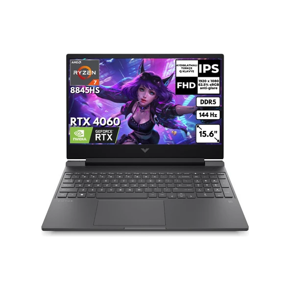 Victus 15-FB2003NT Ryzen 7 8845HS 16 GB 512 GB SSD 8gb RTX4060 15.6" 144Hz Fhd Freedos Gaming Laptop A05NGEAAT2 ürün görseli 1