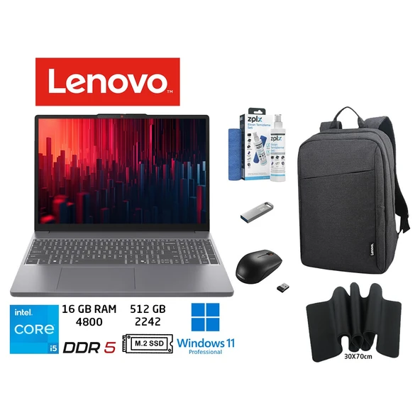 ıdeapad Slim 3 Intel Core I5 13420H 16GB 512GB SSD 15.3" Wuxga IPS W11PRO Taşınabilir Bilgisayar 83K1004ETR Duddı Çanta+Mouse+MousePad+UsbBellek+TemizlikKit ürün görseli 1