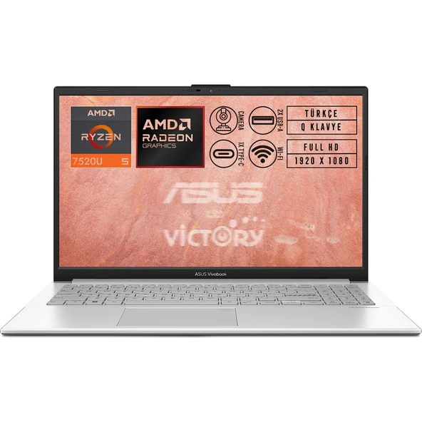 Vivobook Go 15 Amd Ryzen 5 7520U 8gb 512GB SSD 15.6" Fhd Freedos Notebook E1504FA-NJ115 ürün görseli 1