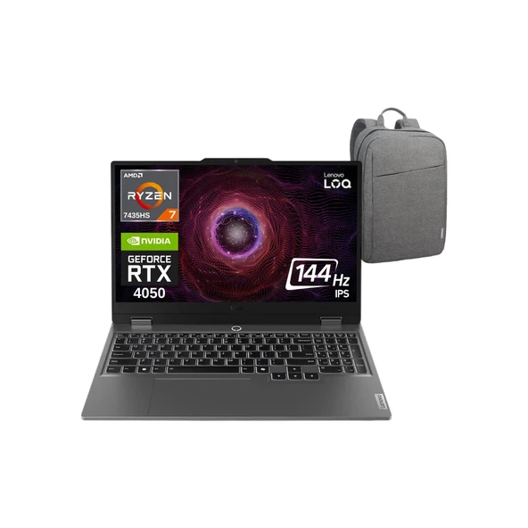 Loq 15ARP9 Ryzen 7-7435HS 16GB 512GB SSD RTX4050 15.6" Fhd 144Hz WIN11 83JC006ATRWZ2 Dizüstü Bilgisayar - Lenovo Çanta ürün görseli 1