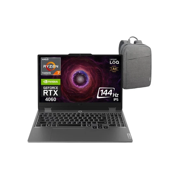Loq Aı R7-7435HS 32GB 1tb SSD RTX4060 15.6 IPS 144Hz W11 83JC000UTR - Lenovo Çanta Wz4 ürün görseli 1