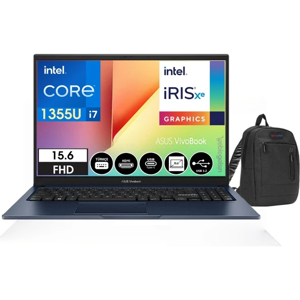 Vivobook 15 Intel Core I7-1355U 16 GB 1tb SSD 15.6" Dos Fhd Taşınabilir Bilgisayar X1504VA-NJ41007+ÇANFA ürün görseli 1