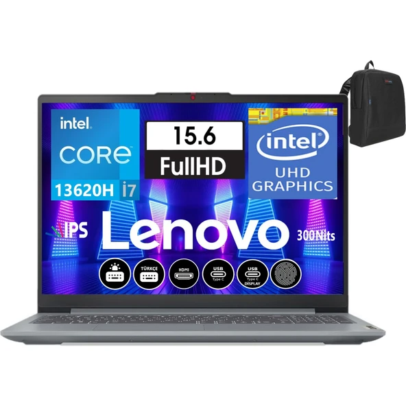 Ideapad Slim 3 15IRH8 Intel Core I7-13620H 16GB 512GB SSD UHD Graphics W11P 15.6" Fhd IPS Bilgisayar +SnerTech ÇANTA ürün görseli 1