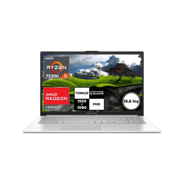 Vivobook Go 15 Ryzen 5 7520U 8 GB 512 GB SSD 15.6" Fhd Windows 11 Home E1504FA-NJ115 BT20 ürün görseli 1