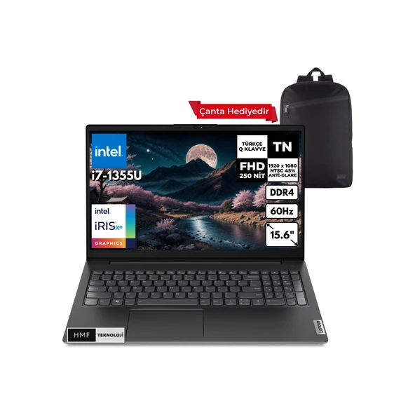 V15 G4 I7-1355U 16GB 1 Tbssd Iris Xe Graphics 15.6" Fhd Windows 11 Pro Taşınabilir Bilgisayar+ Hmf Sırt Çantası 83A100GPTRHMFC18 ürün görseli 1