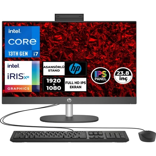 Hp Proone 240 G10 Intel Core I7-1355U 16GB 512GB SSD Freedos 23.8 Fhd All In One Bilgisayar 8T2W7ES ürün görseli 1