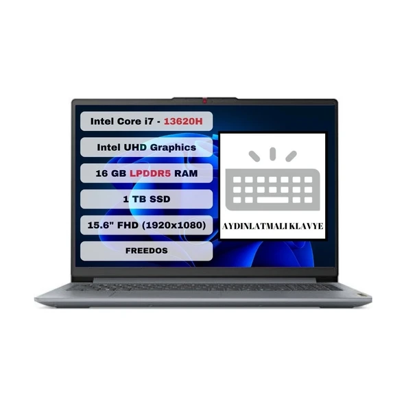 Ideapad Slim 3 15IRH8 83EM00DQTR Intel Core I7 13620H 16GB 1tb SSD Freedos 15.6" Fhd Taşınabilir Bilgisayar ürün görseli 1