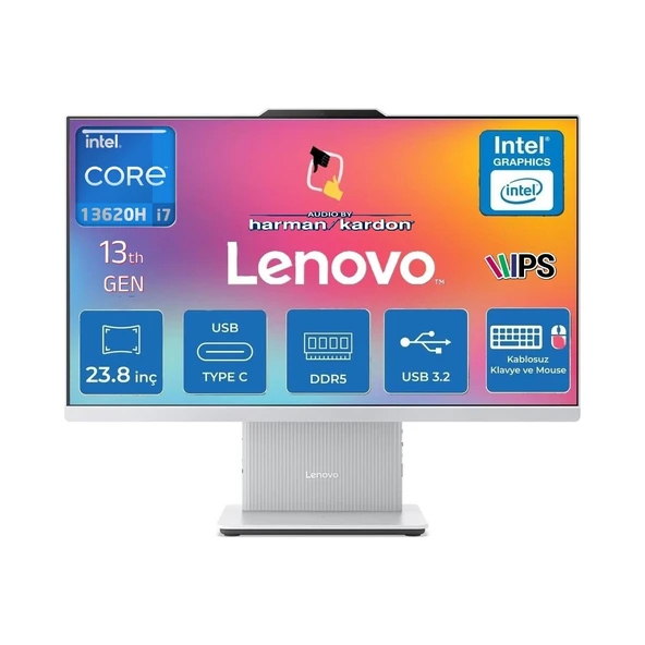 Ideacentre Aıo 24IRH9 Intel Core I7-13620H 16GB 1tb SSD 23.8'' Fhd IPS Windows 11 Pro F0HN0056TR09 Kablosuz Klavye+Mouse Beyaz All In One Bilgisayar+Snertech ürün görseli 1
