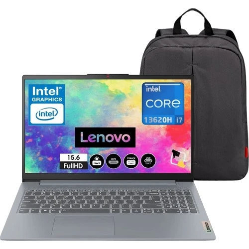 Lenovo Ideapad Slim 3 Intel Core I7-13620H 16GB 1tb SSD Windows 11 Pro 15.6 Bilgisayar 83EM005UTR Snertech Çantalı ürün görseli 1
