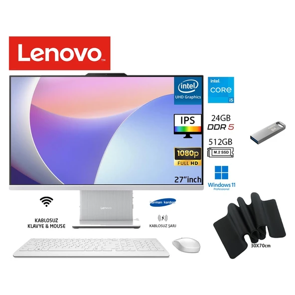 ıdeacentre Aıo Intel Core I5 13420H 24GB 512GB SSD W11PRO 27" Fhd All In One Bilgisayar F0HM0045TR Duddı Mousepad+Usbbellek ürün görseli 1