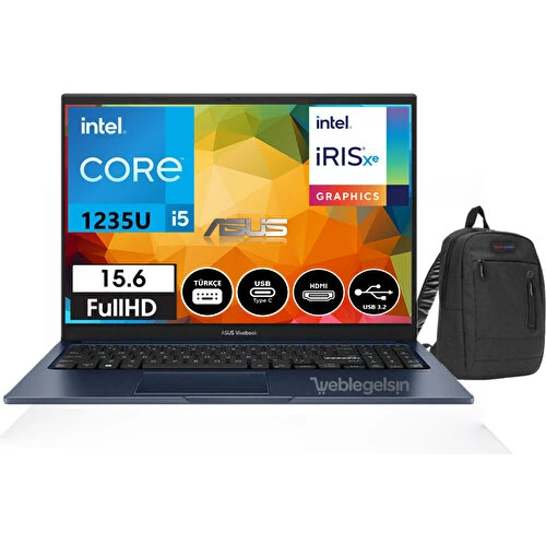 Asus Vivobook X1504ZA-EJ1039 Intel Core I5 1235U 8 GB 256GB SSD 15.6 Dos Fhd Dizüstü Bilgisayar  X1504ZA-EJ103901+WEBLEGELSINÇANTA ürün görseli 1