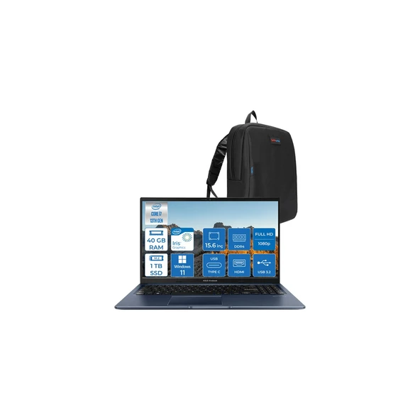 Vivobook 15 X1504VA Intel Core I7 1355U 40GB 1tb SSD Intel Iris Xᵉ Graphics 15.6'' Fhd Windows 11 Pro Taşınabilir Bilgisayar NJ426WP11 + Zettaçanta ürün görseli 1