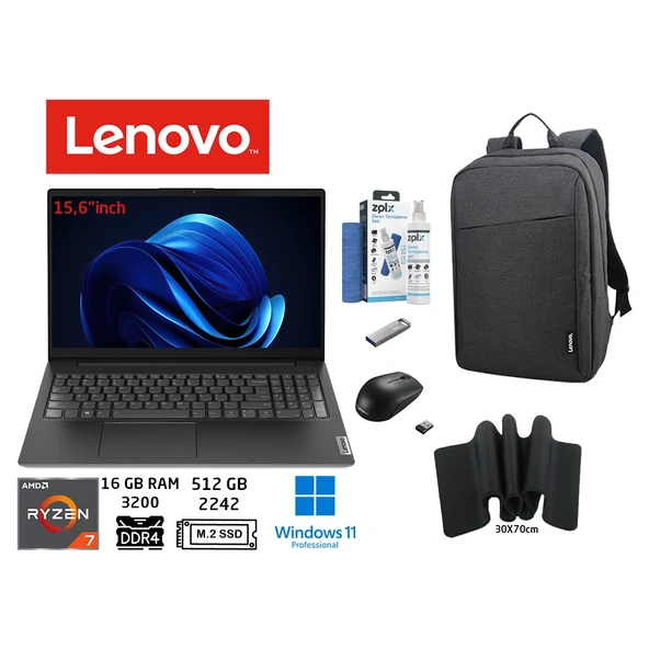 V15 G4 Abp Ryzen 7 7730U 16 GB 512 GB SSD 15.6" Fhd W11PRO 82YY0012TR Duddı Çanta+Mouse+MousePad+UsbBellek+TemizlikKit ürün görseli 1