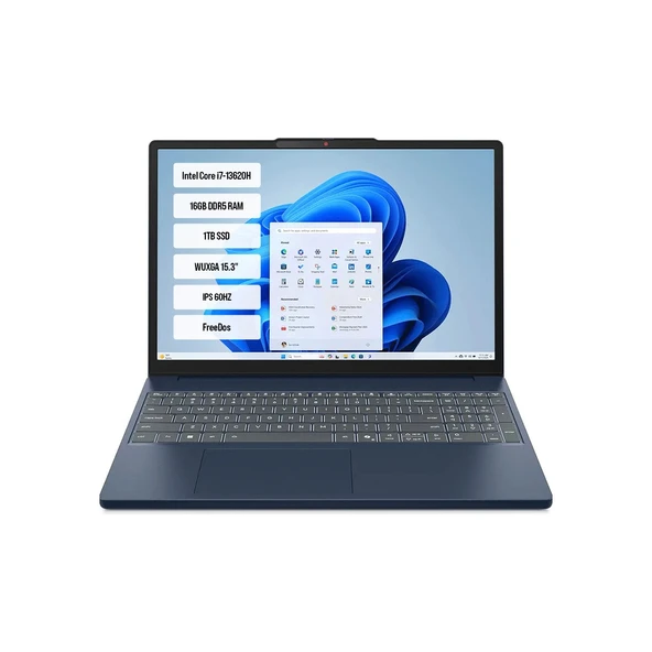 Ideapad Slim 3 15IRH10 83K10061TR I7-13620H 16gb Ddr5 1tb SSD Wuxga 15.3" IPS 60Hz Freedos Taşınabilir Bilgisayar ürün görseli 1